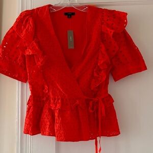J Crew Eyelet Wrap Top
